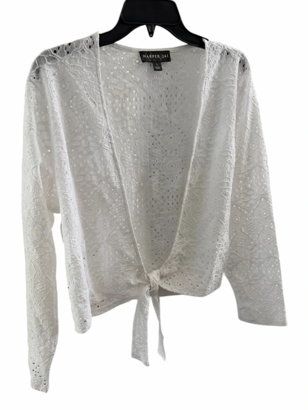 Harper White Eyelet Knit Cardigan NWOT